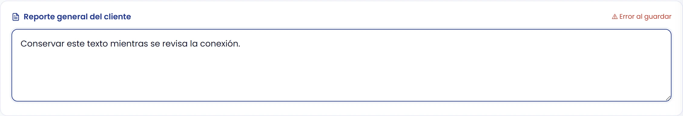 Si aparece un error al guardar