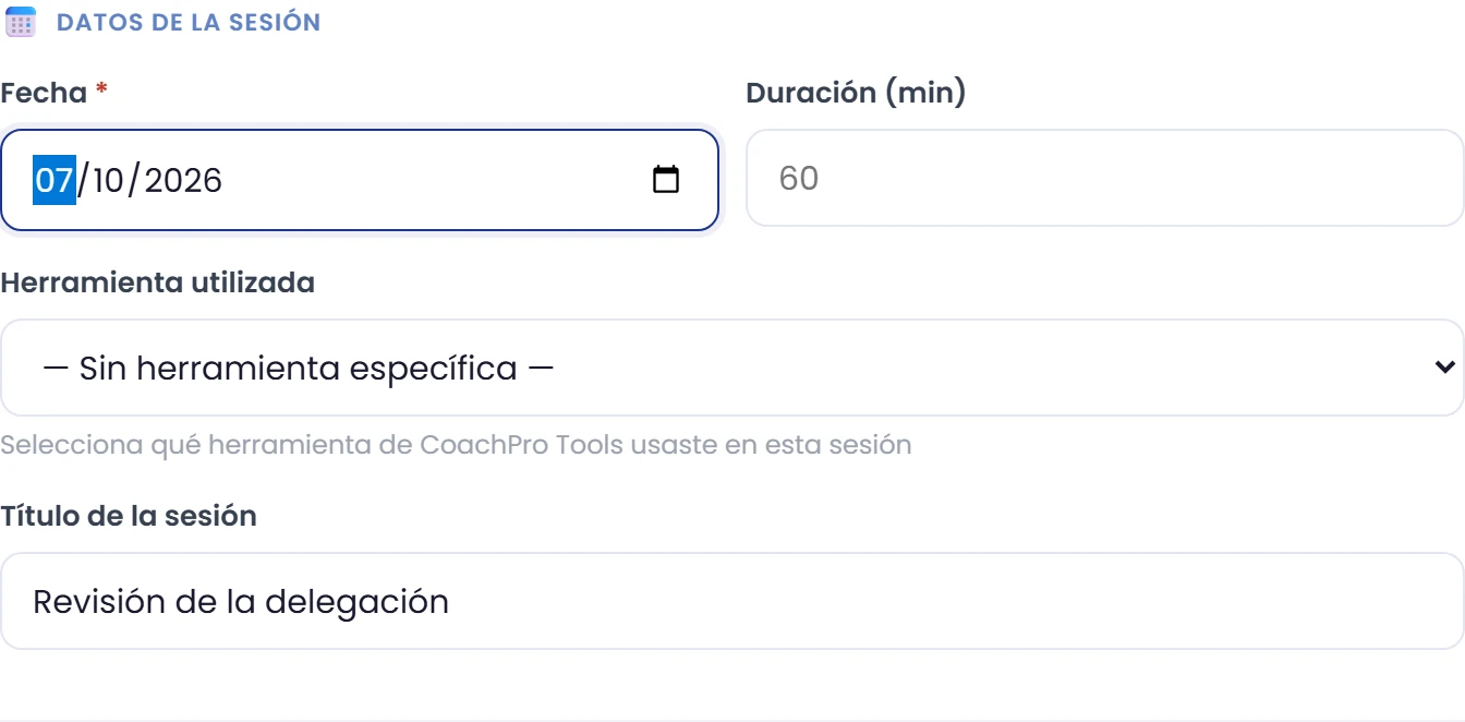 Registra una sesión