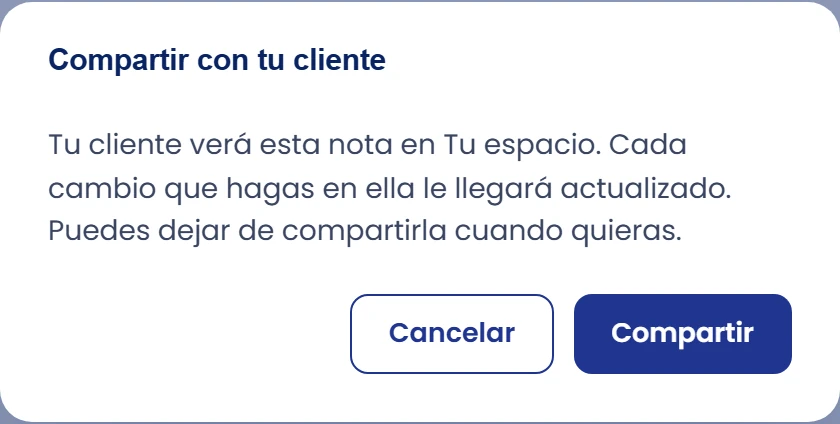 Confirma y comprueba que quedó compartida
