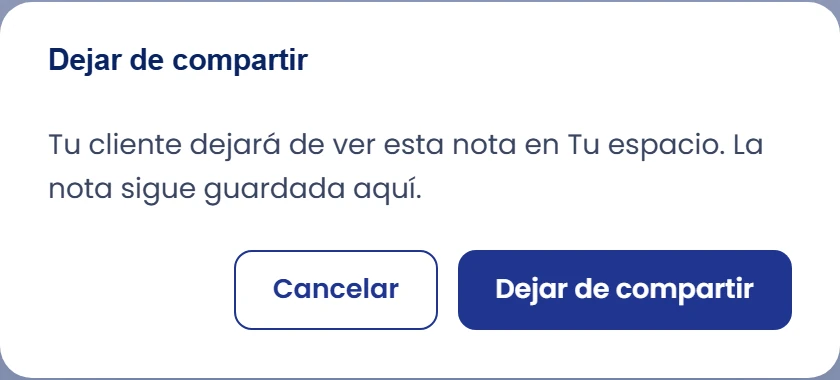 Deja de compartir cuando corresponda