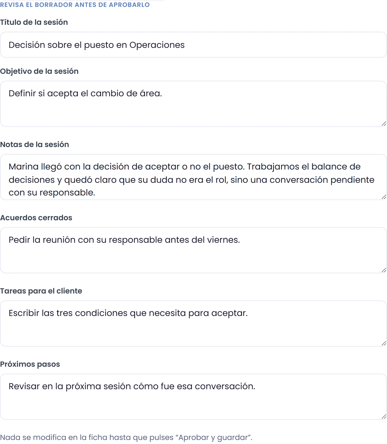 Abre el borrador listo