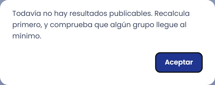 Si no hay resultados publicables para la lectura