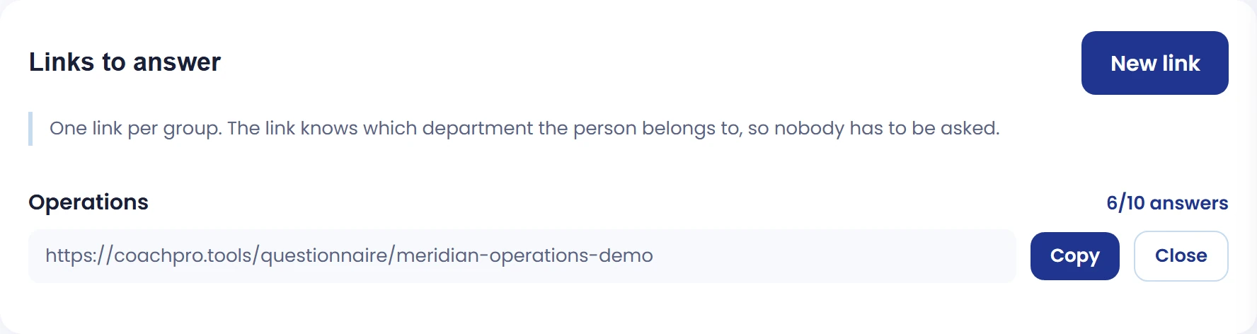 Copy and manage response links