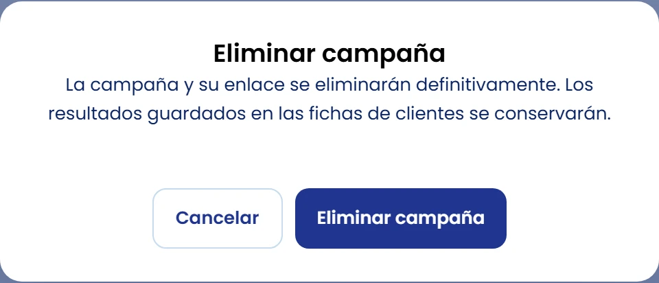 Revisa antes de eliminar la campaña