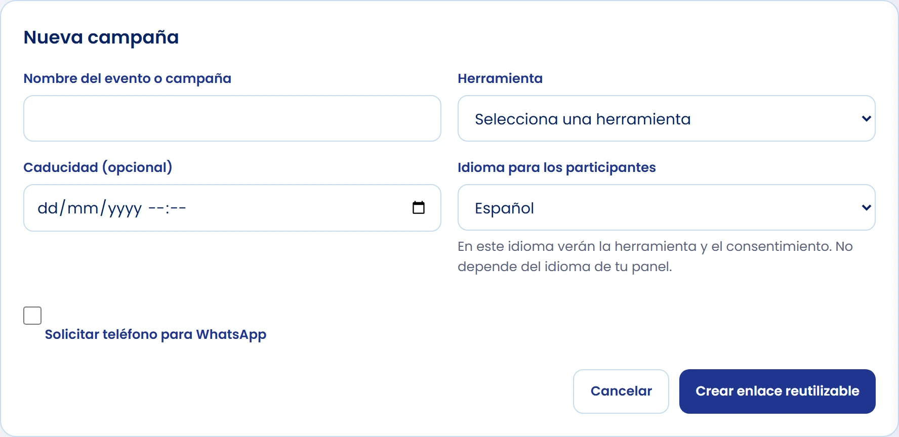 Pon nombre a la actividad y elige herramienta