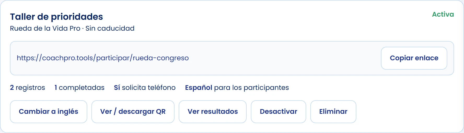 Distingue registros y completadas