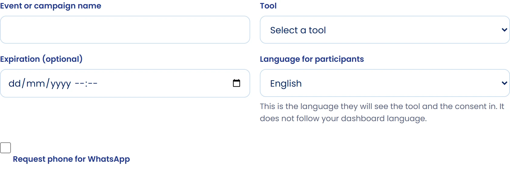 Review language, phone and expiry