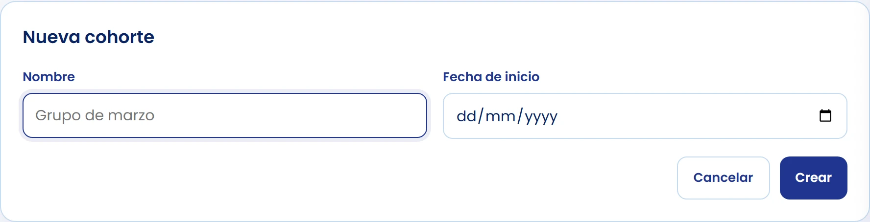 Crea una cohorte si trabajas en grupo
