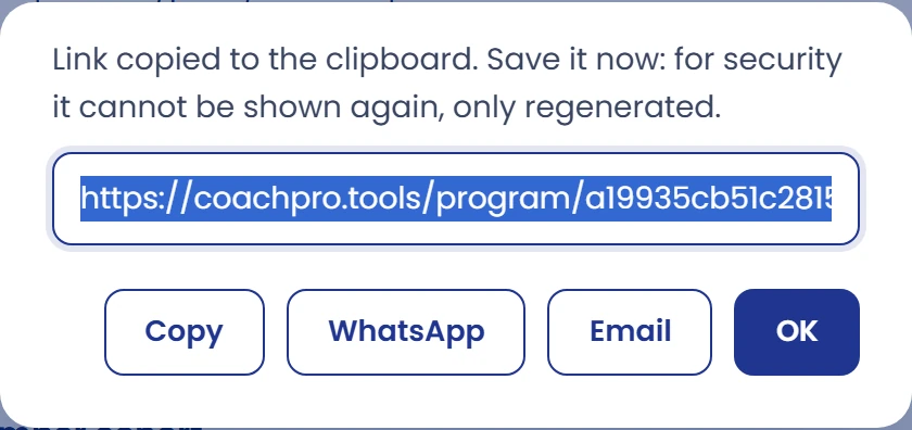Generate and save the personal link