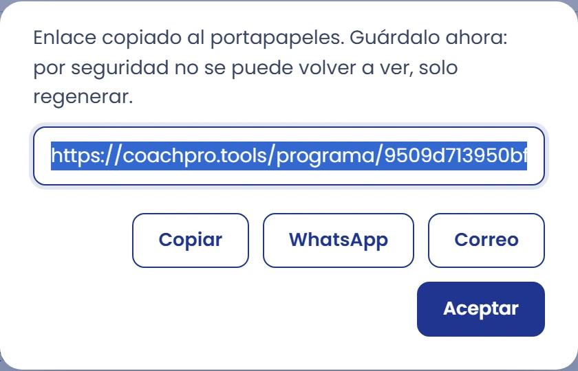 Genera y guarda el enlace personal