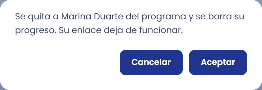 Lee la confirmación antes de quitar o eliminar