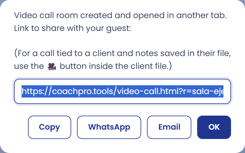 Copy the quick-room link