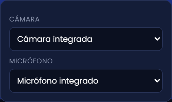 Elige la cámara y el micrófono