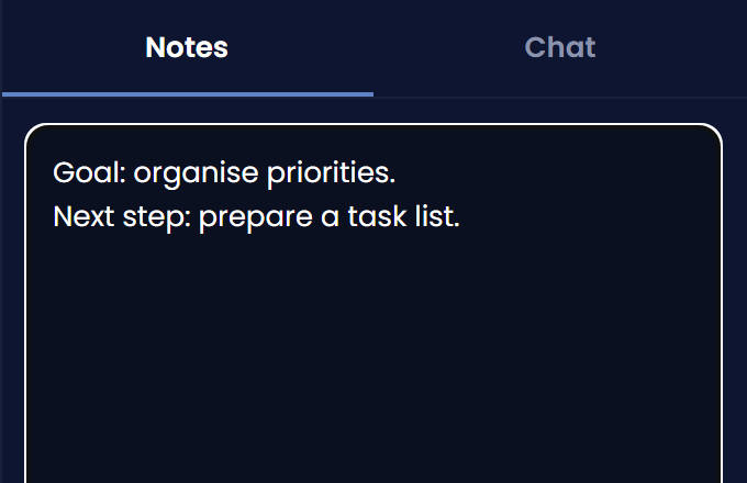 Write your session notes