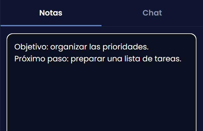 Escribe tus notas de la sesión