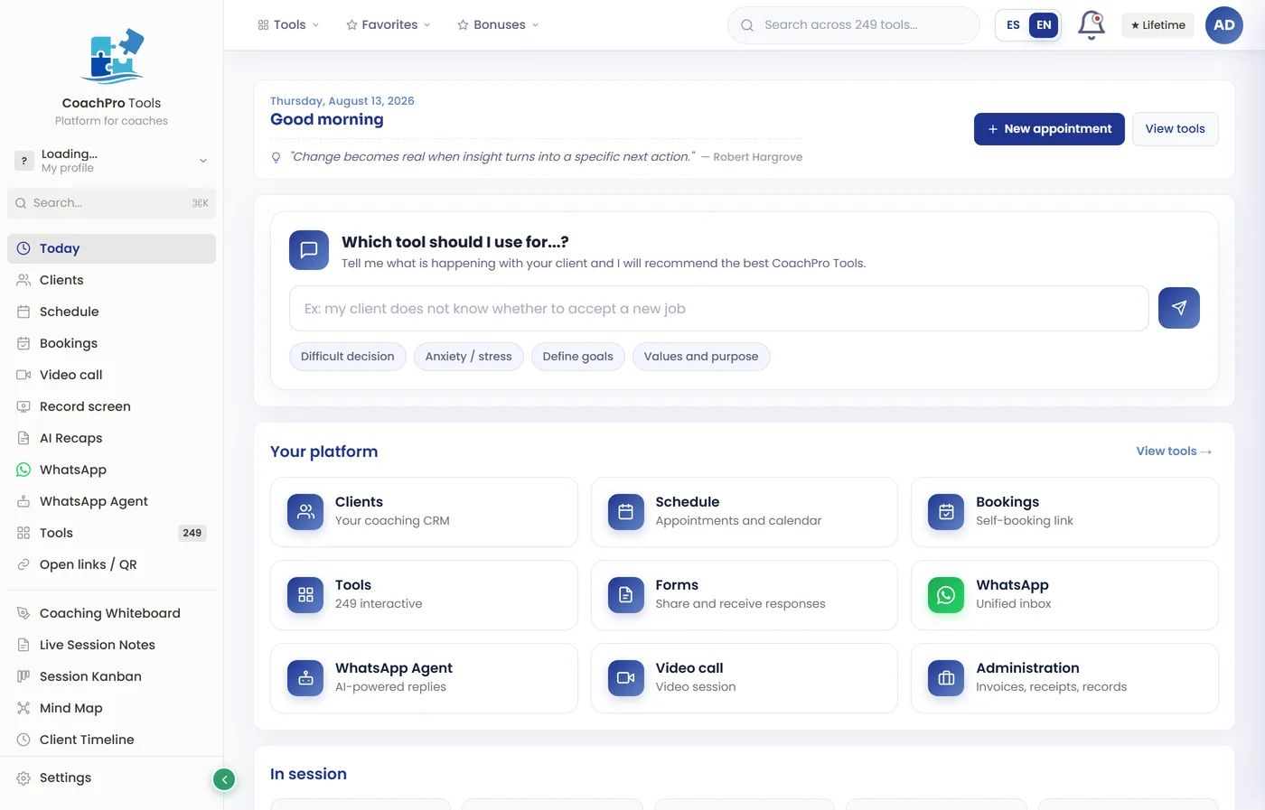 CoachPro tool recommender