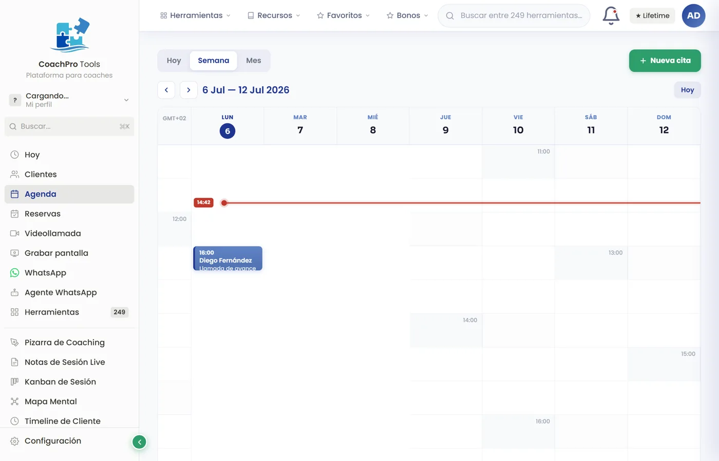 Agenda y reservas en CoachPro