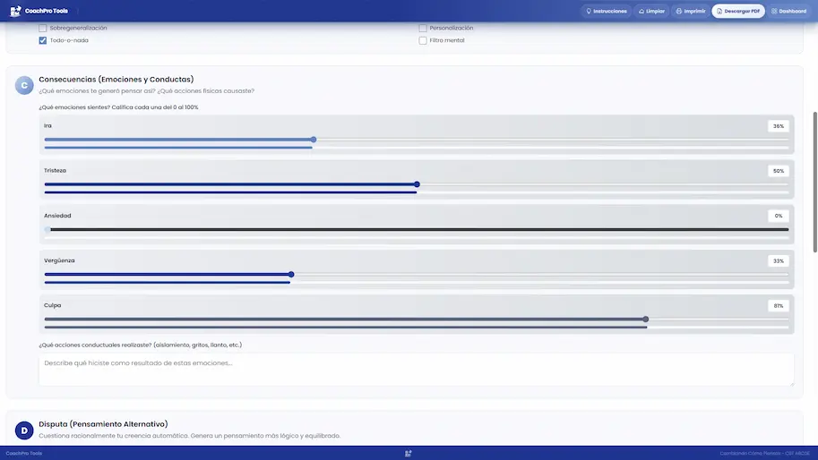 Método ABCDE — disputa de creencias limitantes